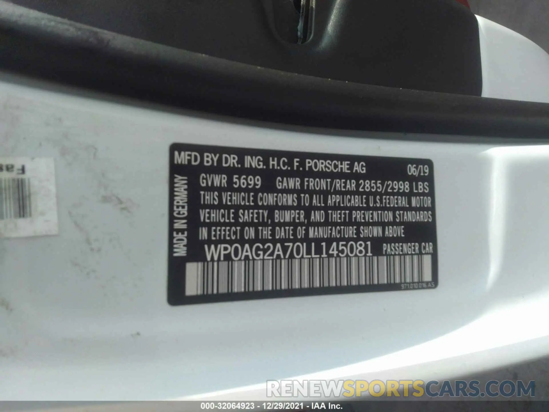 9 fotografías del automóvil dañado WP0AG2A70LL145081 PORSCHE PANAMERA 2020