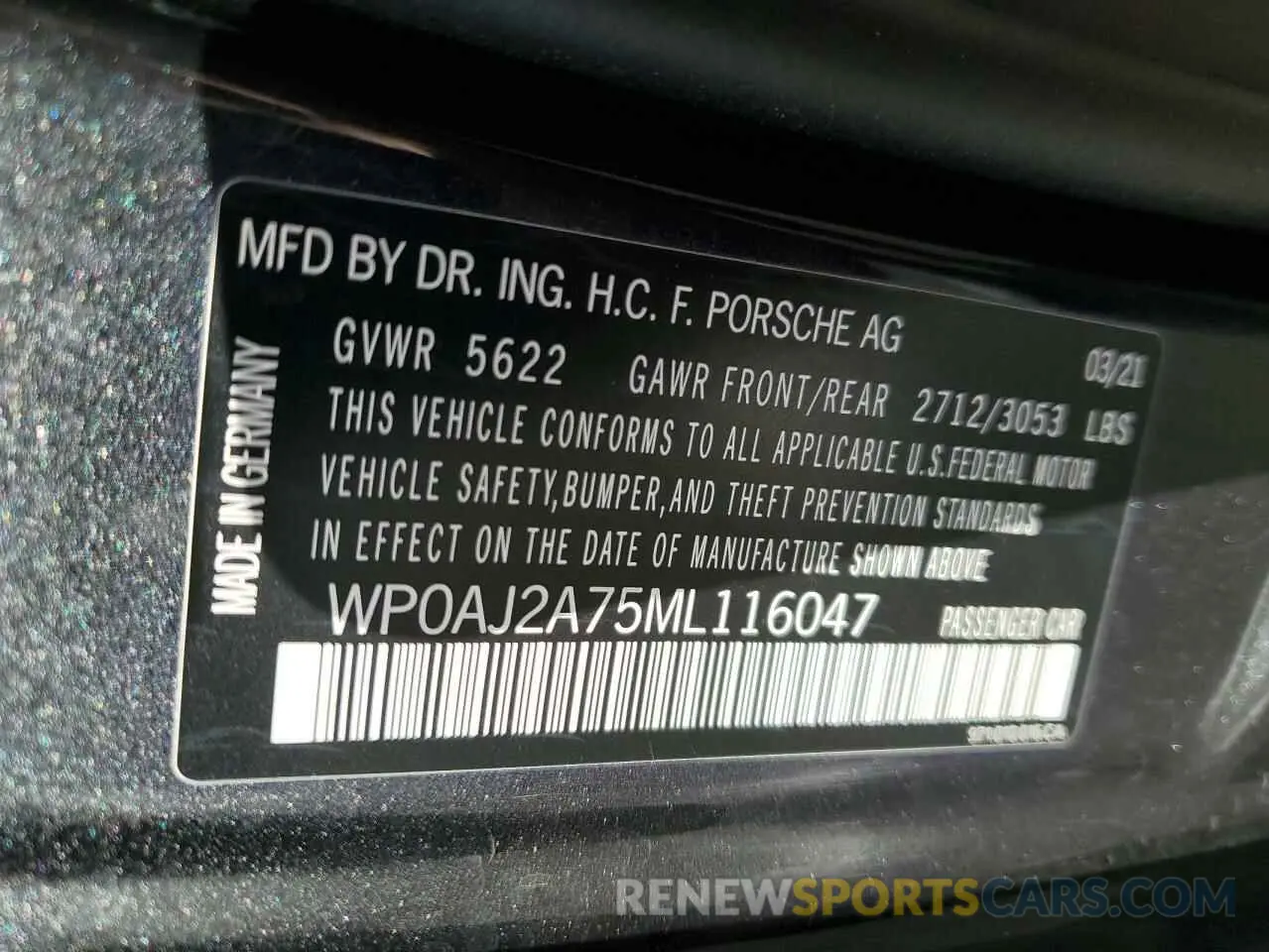12 fotografías del automóvil dañado WP0AJ2A75ML116047 PORSCHE PANAMERA 2021