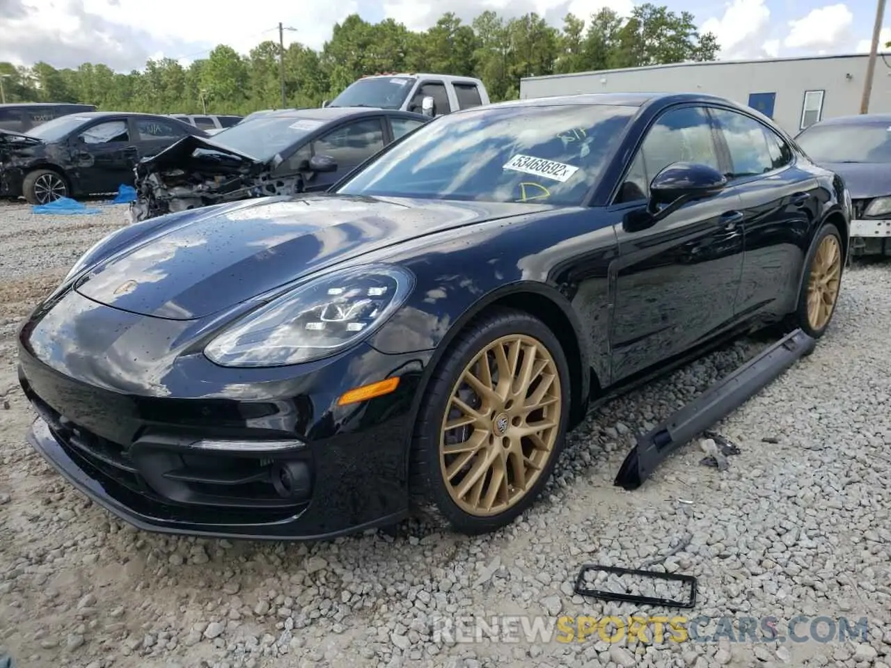 2 fotografías del automóvil dañado WP0AJ2A77ML116390 PORSCHE PANAMERA 2021