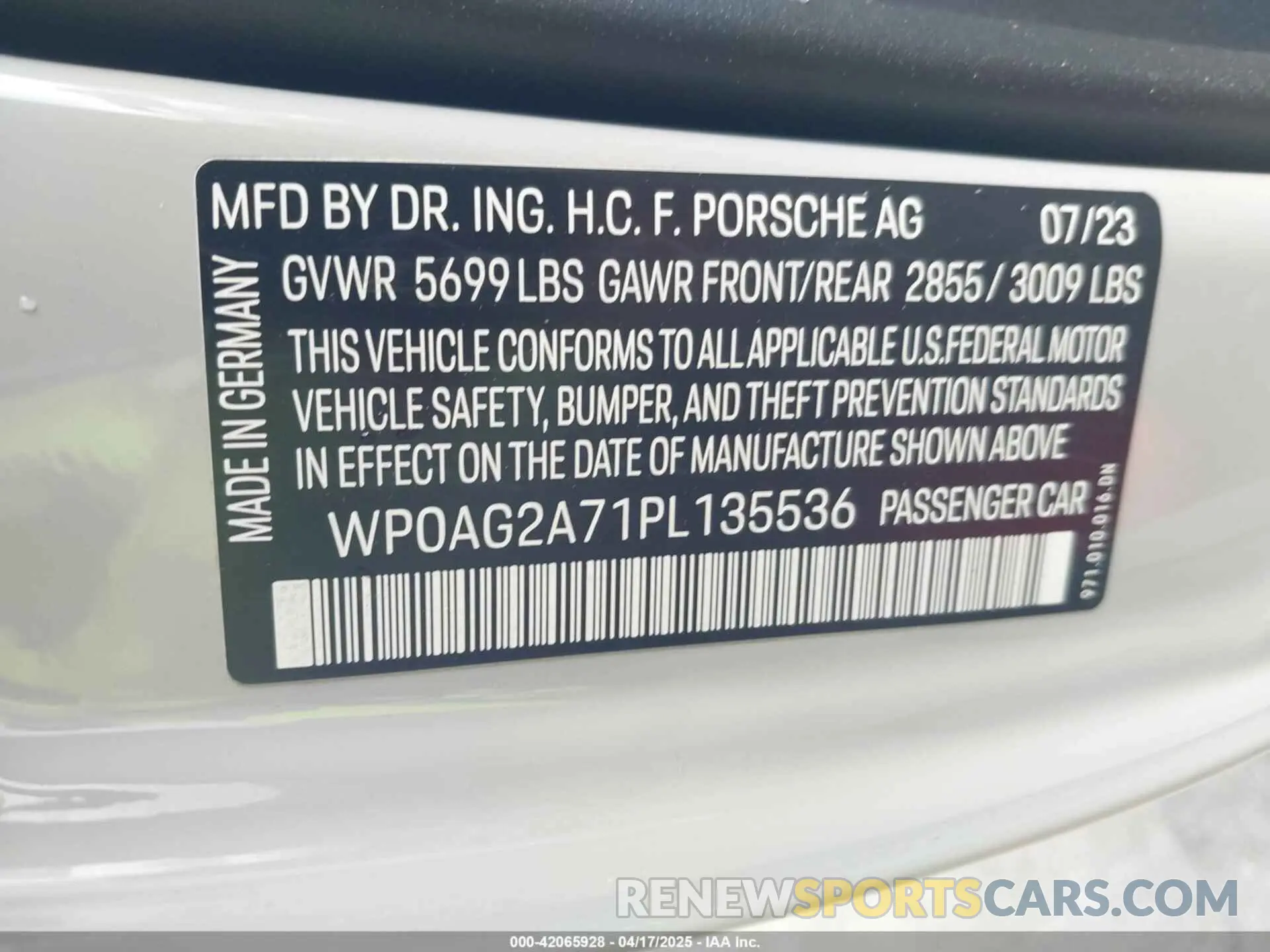 9 fotografías del automóvil dañado WP0AG2A71PL135536 PORSCHE PANAMERA 2023