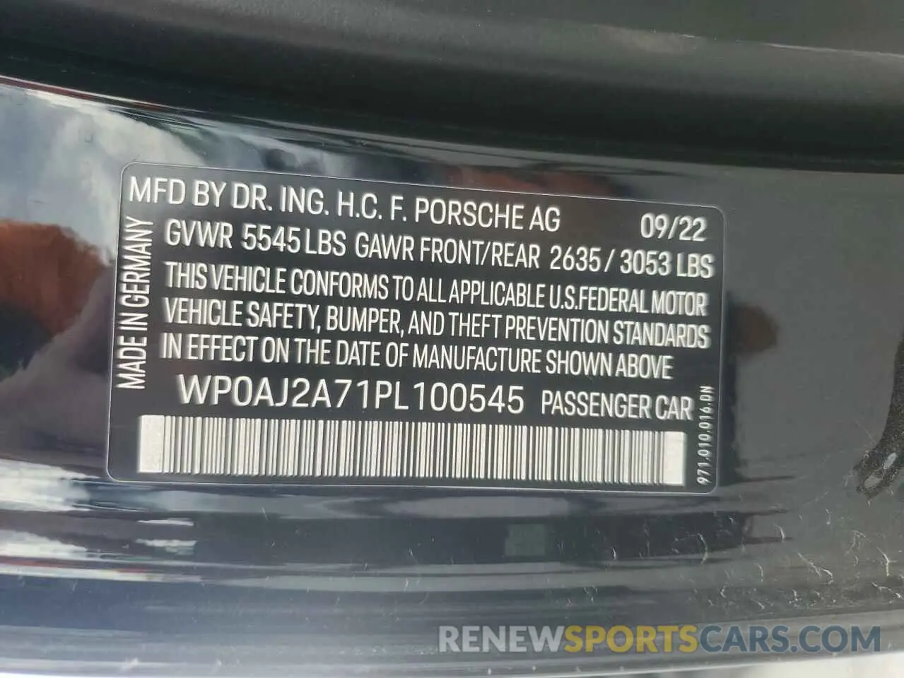 12 fotografías del automóvil dañado WP0AJ2A71PL100545 PORSCHE PANAMERA 2023