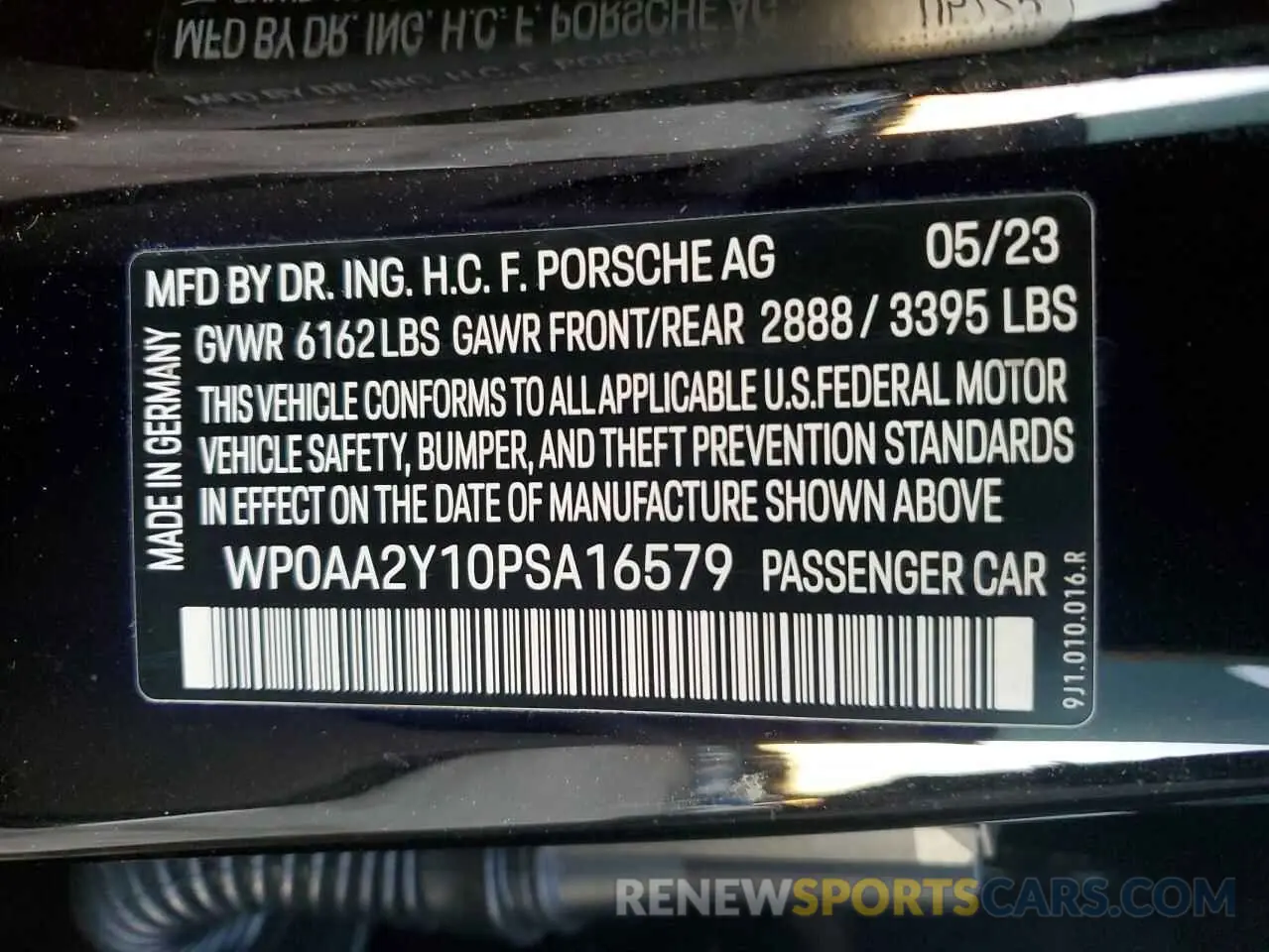 12 fotografías del automóvil dañado WP0AA2Y10PSA16579 PORSCHE TAYCAN 2023