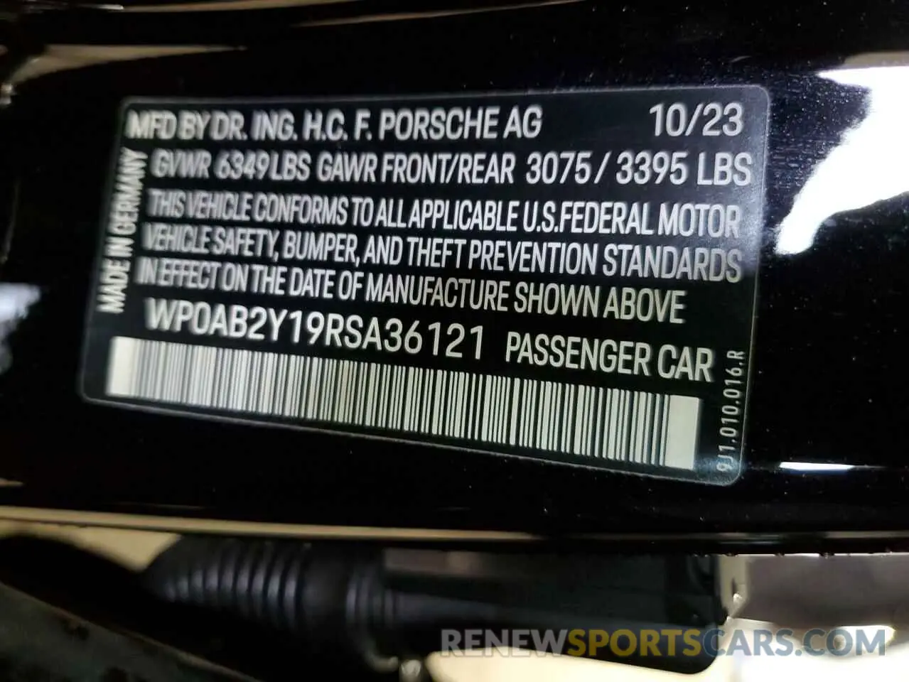 13 fotografías del automóvil dañado WP0AB2Y19RSA36121 PORSCHE TAYCAN 2024