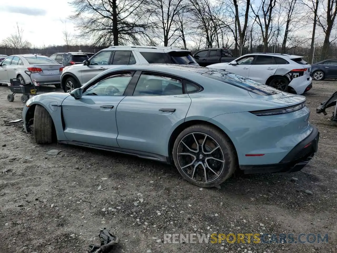 2 fotografías del automóvil dañado WP0AA2Y11SSA08693 PORSCHE TAYCAN 2025