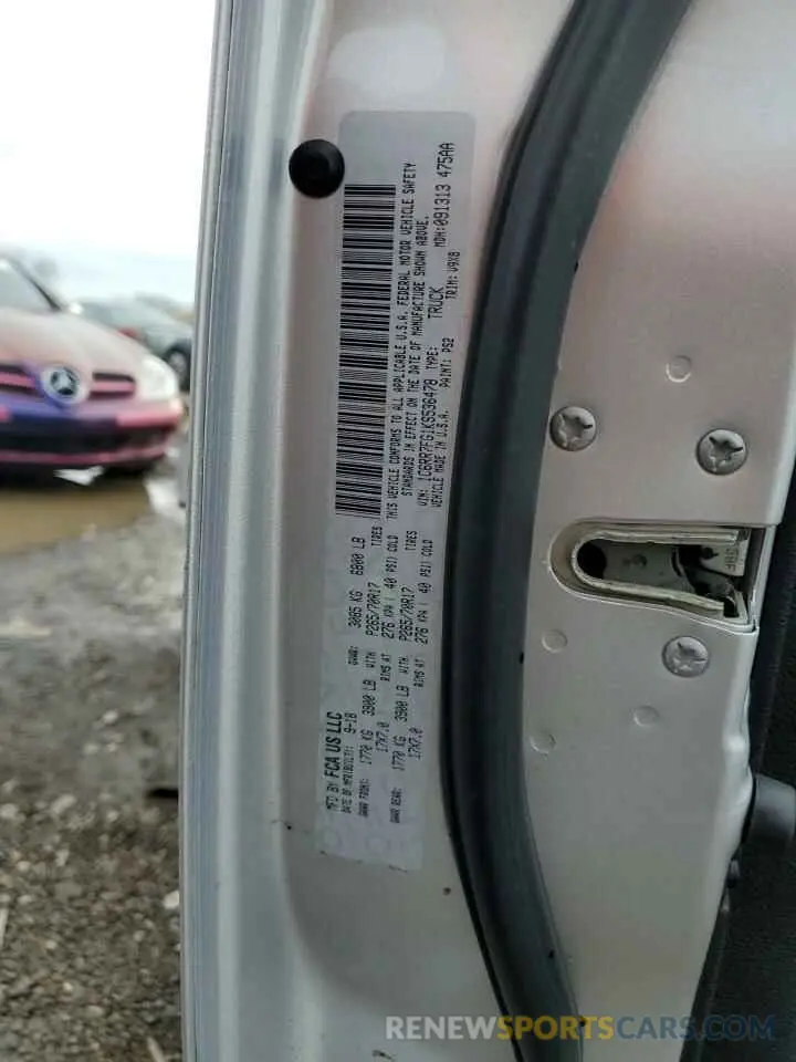 12 fotografías del automóvil dañado 1C6RR7FG1KS536478 RAM 1500 2019