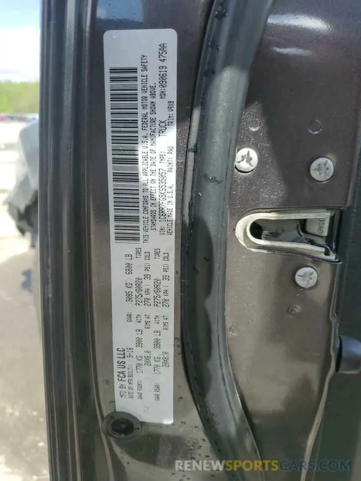 12 fotografías del automóvil dañado 1C6RR7FG5KS535057 RAM 1500 2019
