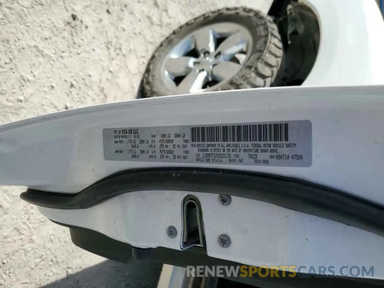 12 fotografías del automóvil dañado 1C6RR7FG7KS525176 RAM 1500 2019