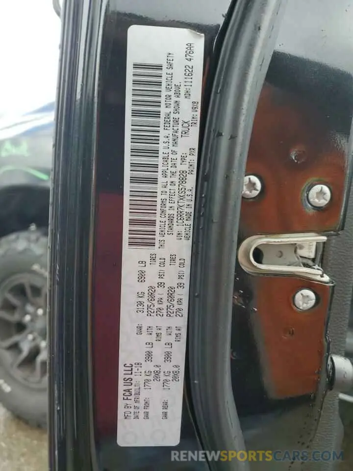 12 fotografías del automóvil dañado 1C6RR7KTXKS578828 RAM 1500 2019