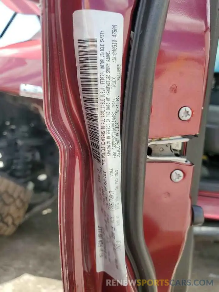12 fotografías del automóvil dañado 1C6RR7TT0KS614461 RAM 1500 2019