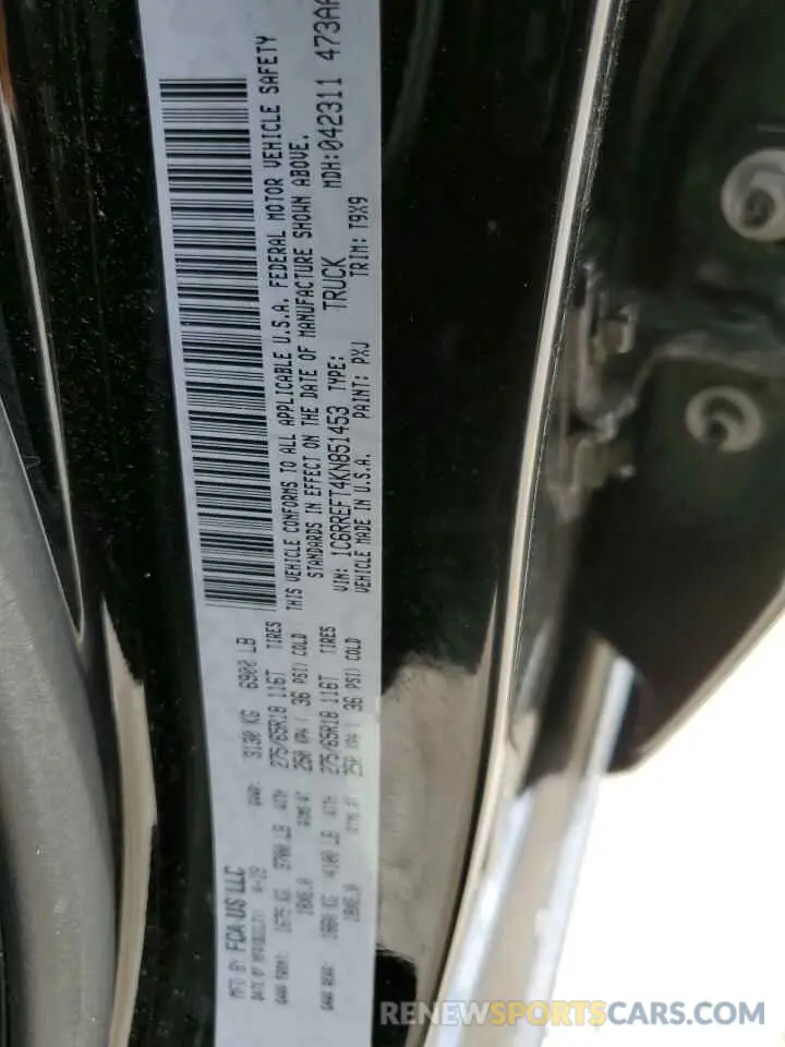 13 fotografías del automóvil dañado 1C6RREFT4KN851453 RAM 1500 2019