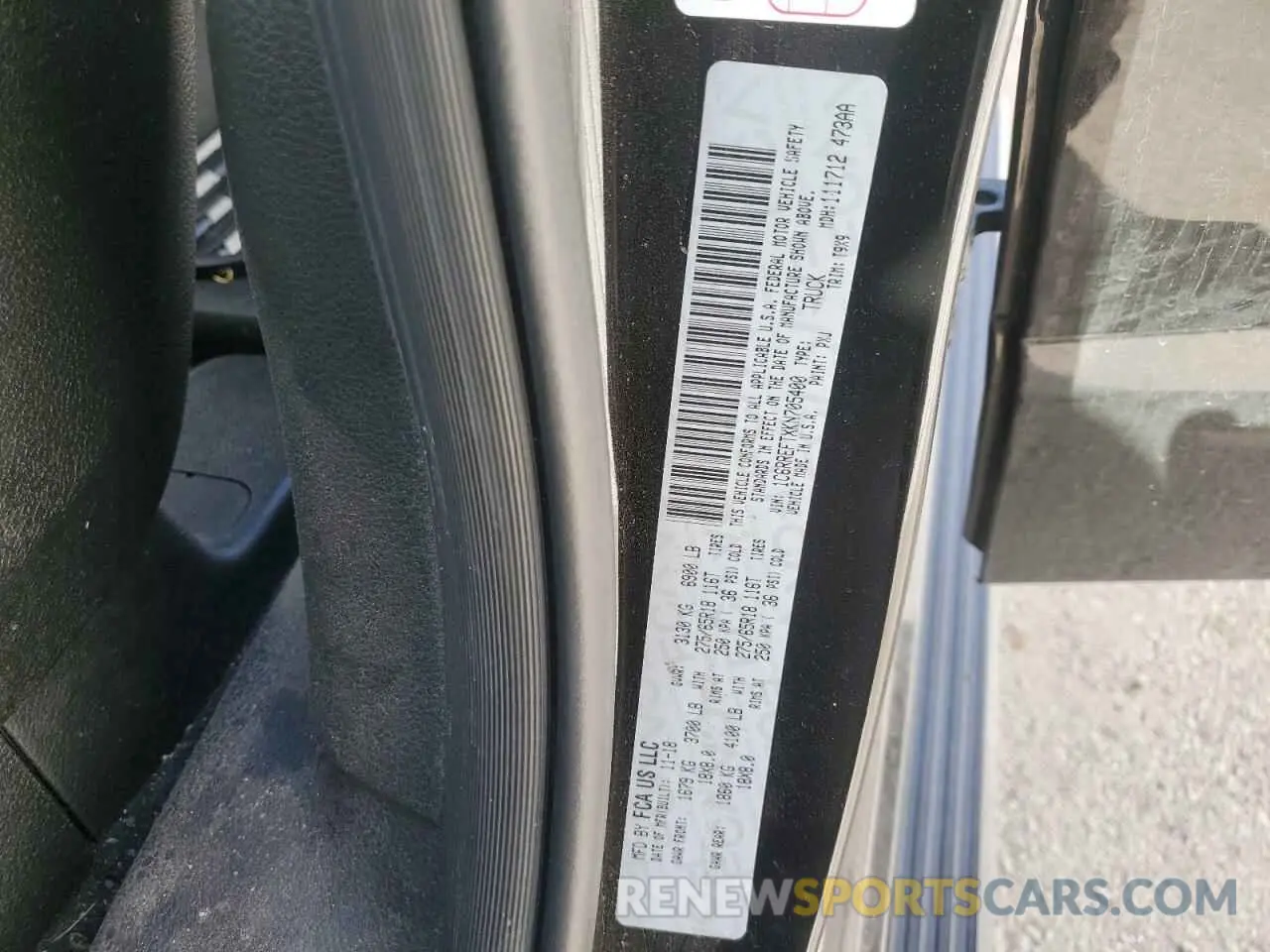 12 fotografías del automóvil dañado 1C6RREFTXKN705400 RAM 1500 2019