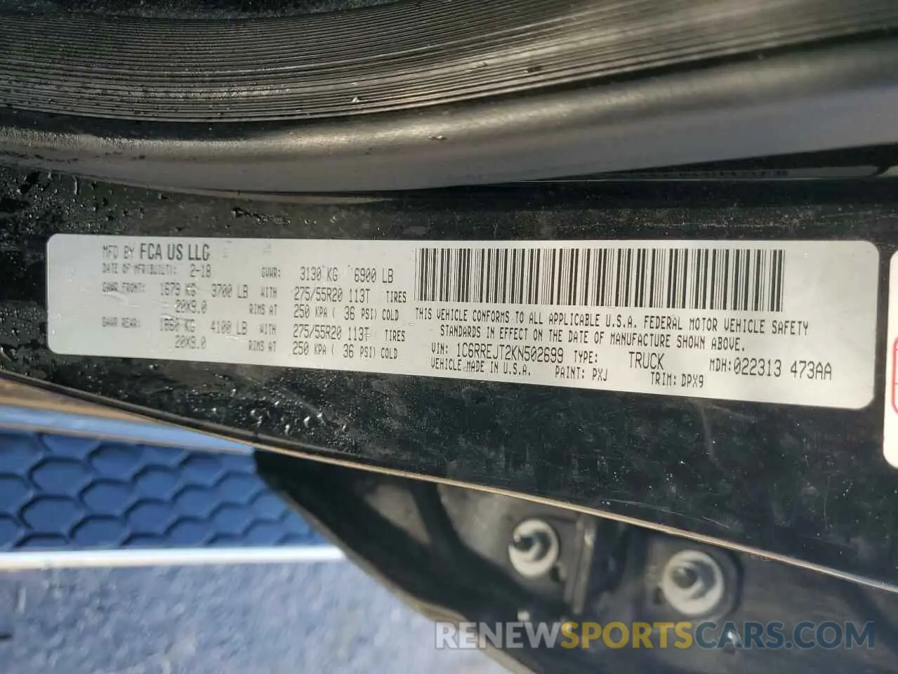 12 fotografías del automóvil dañado 1C6RREJT2KN502699 RAM 1500 2019