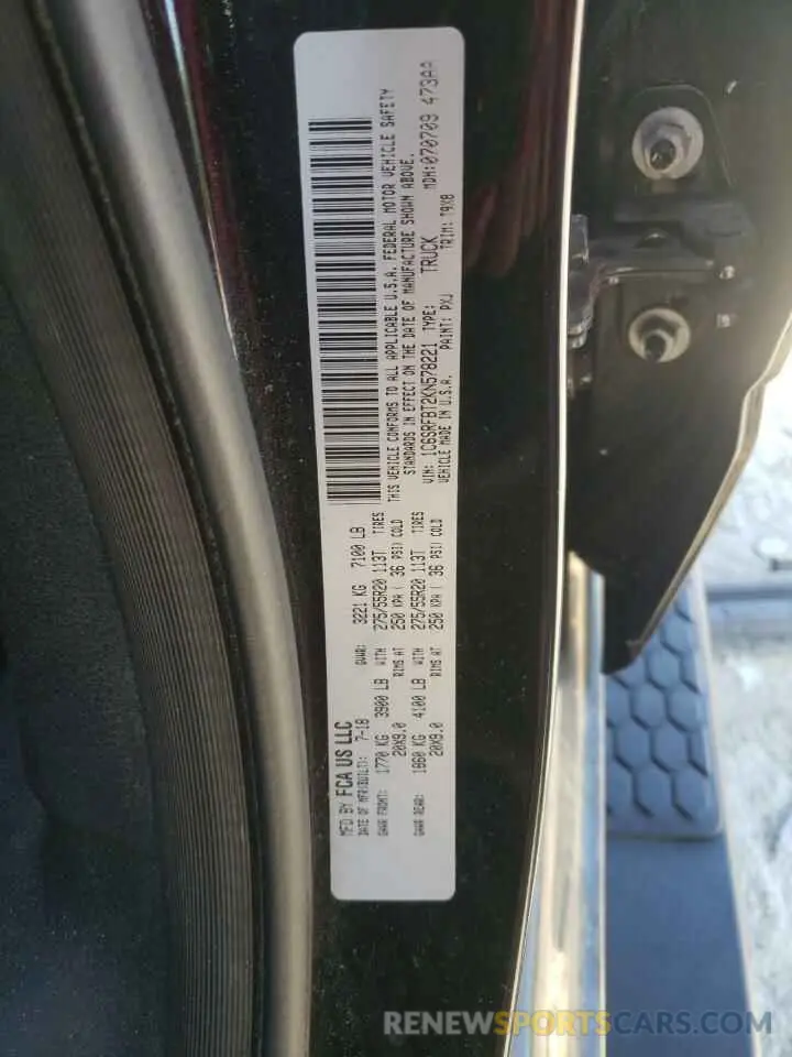12 fotografías del automóvil dañado 1C6SRFBT2KN578221 RAM 1500 2019