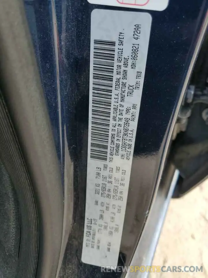 12 fotografías del automóvil dañado 1C6SRFBT9KN872649 RAM 1500 2019