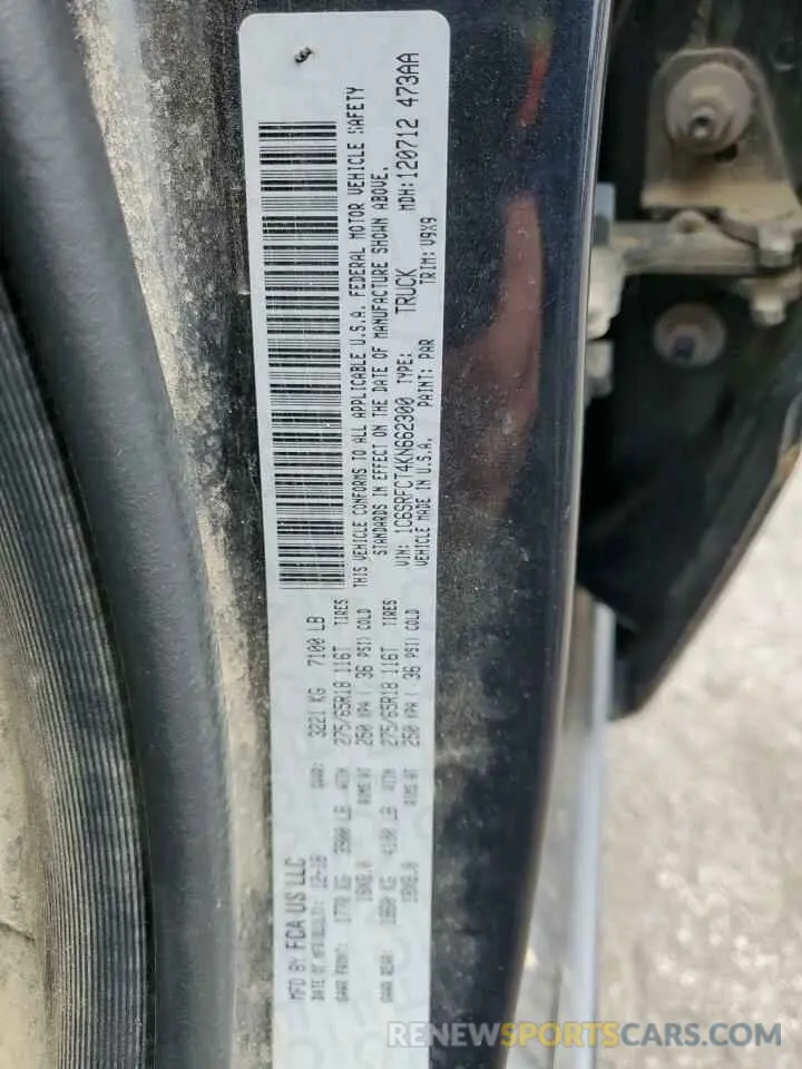 12 fotografías del automóvil dañado 1C6SRFCT4KN662300 RAM 1500 2019