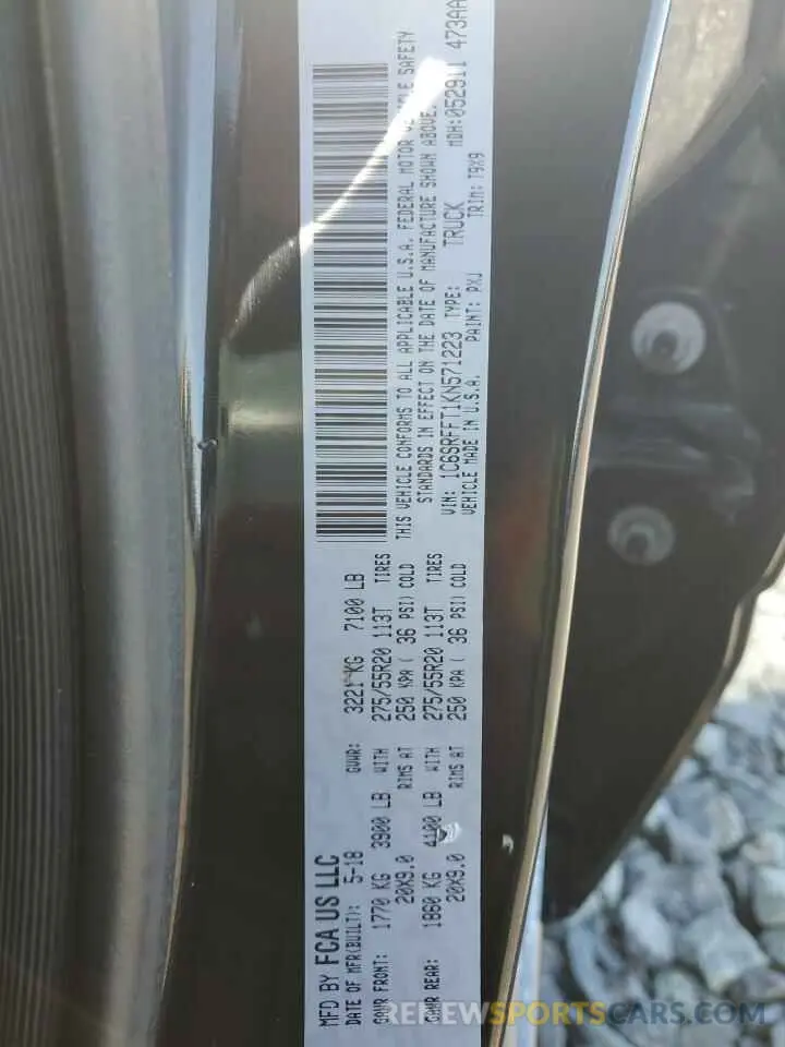 12 fotografías del automóvil dañado 1C6SRFFT1KN571223 RAM 1500 2019