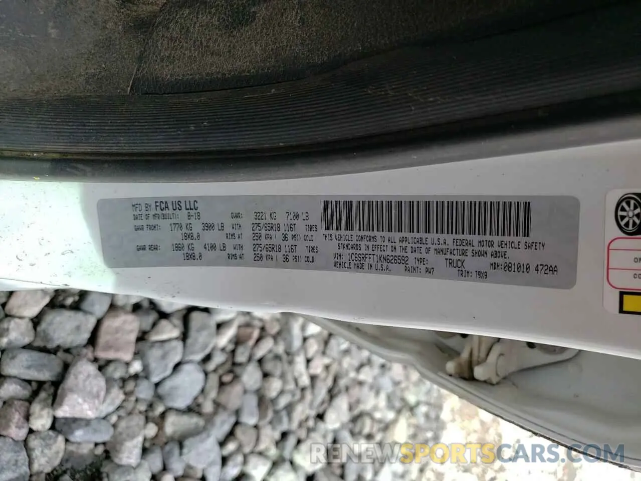 12 fotografías del automóvil dañado 1C6SRFFT1KN626592 RAM 1500 2019