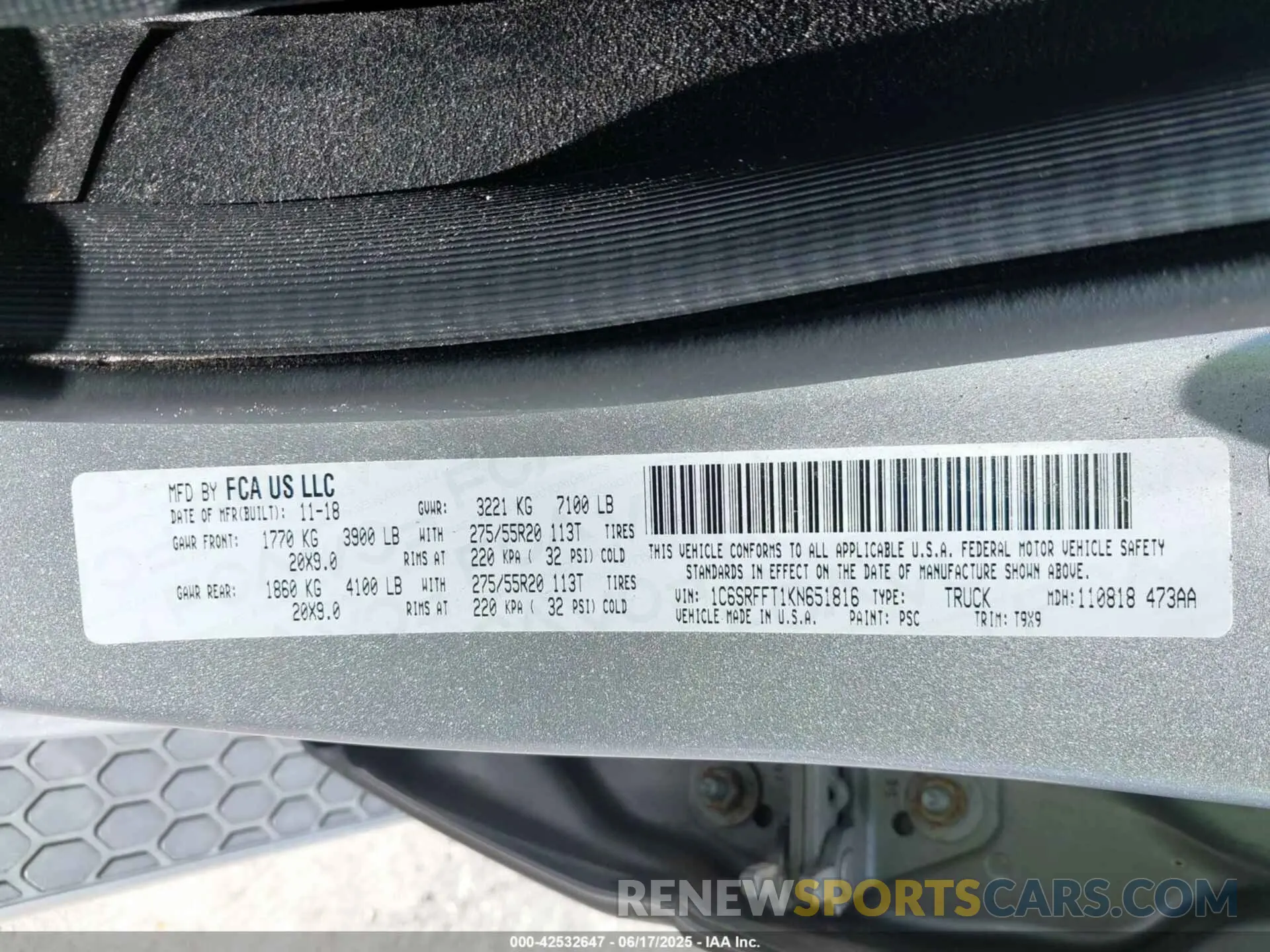 9 fotografías del automóvil dañado 1C6SRFFT1KN651816 RAM 1500 2019