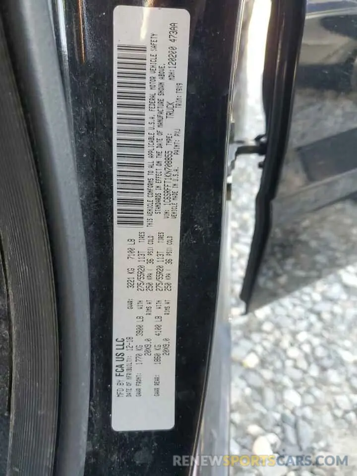 12 fotografías del automóvil dañado 1C6SRFFT1KN708855 RAM 1500 2019