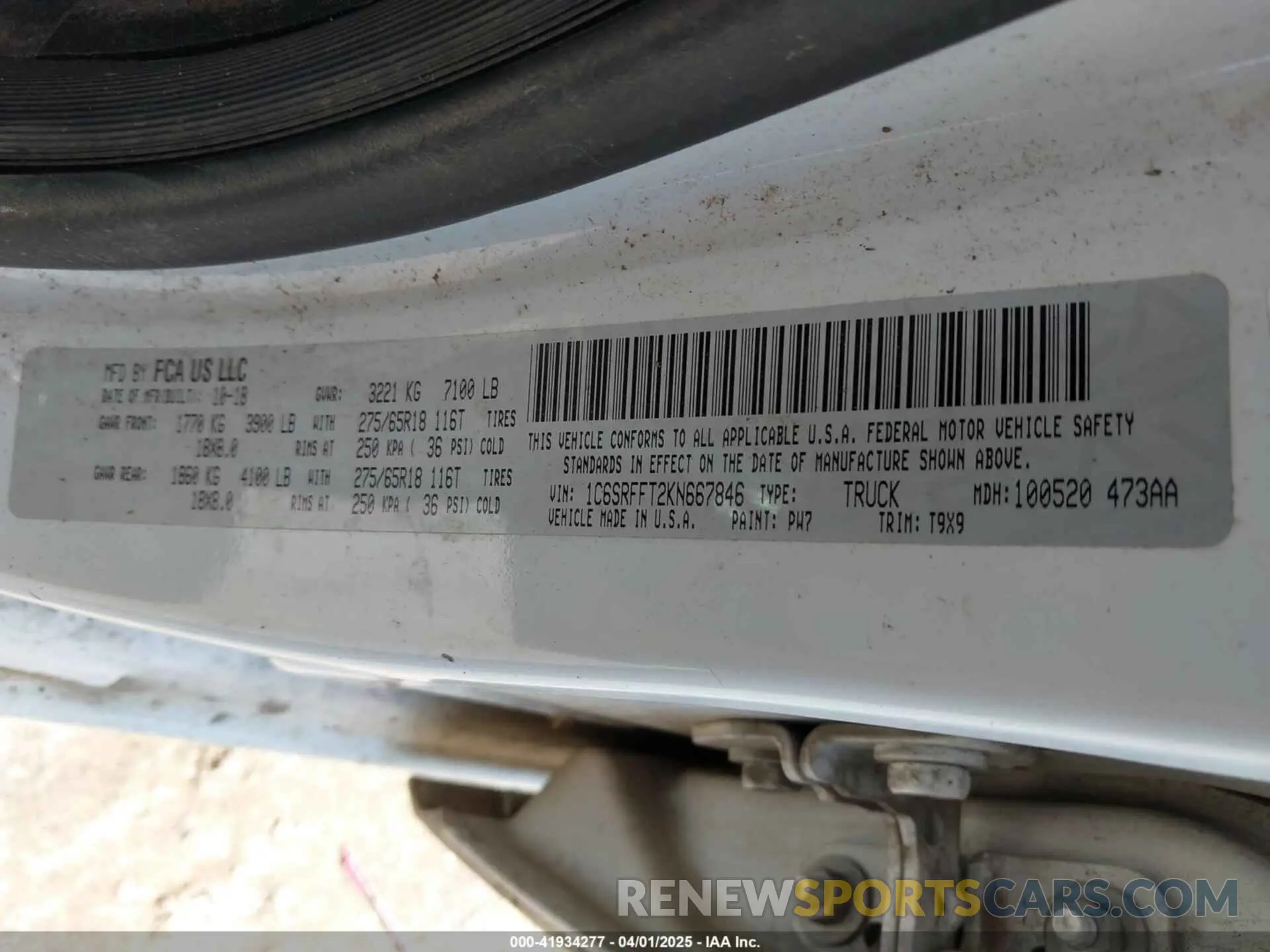 9 fotografías del automóvil dañado 1C6SRFFT2KN667846 RAM 1500 2019