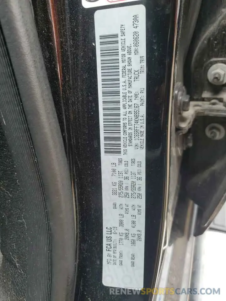 12 fotografías del automóvil dañado 1C6SRFFT4KN895167 RAM 1500 2019