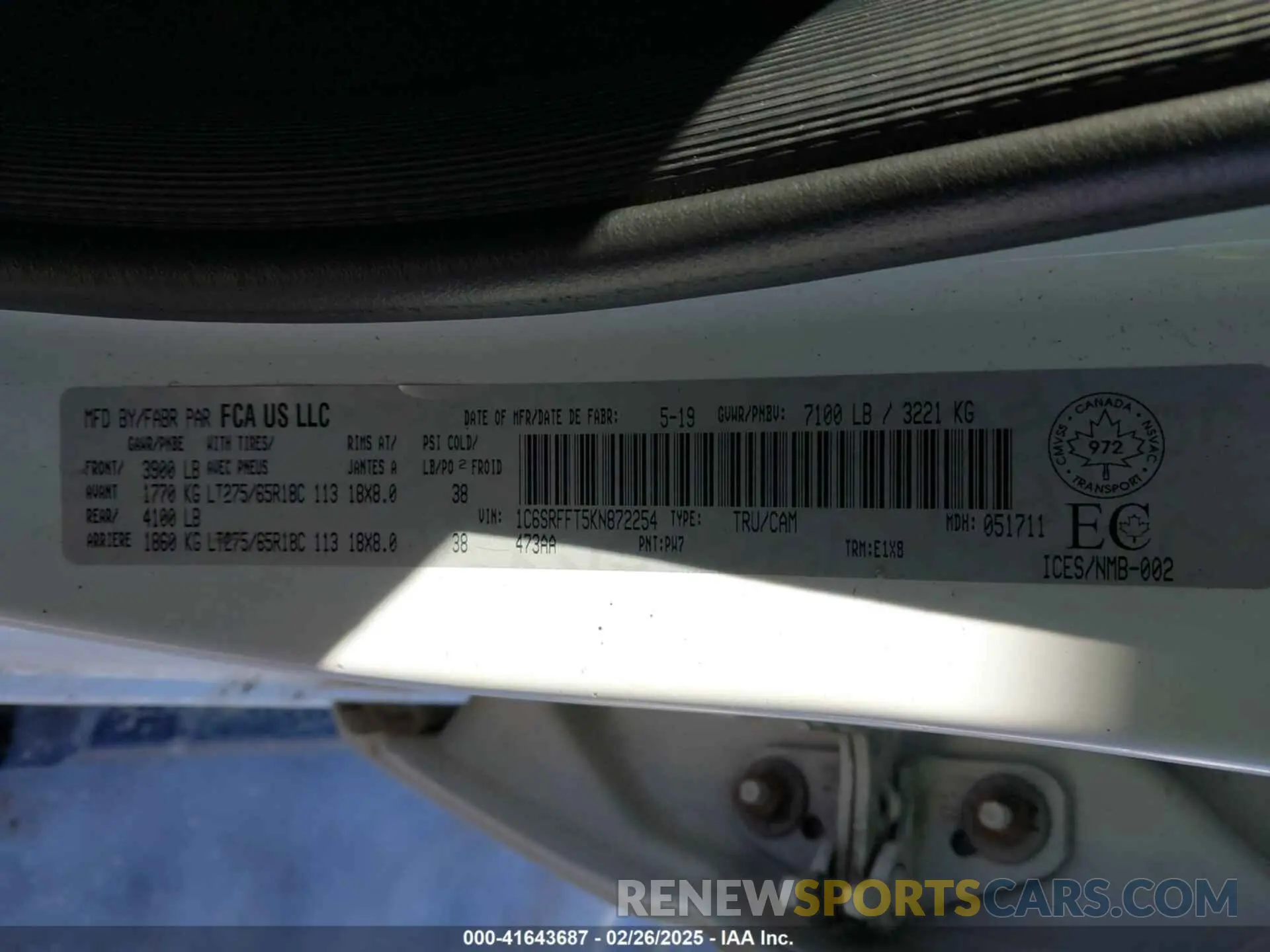 9 fotografías del automóvil dañado 1C6SRFFT5KN872254 RAM 1500 2019