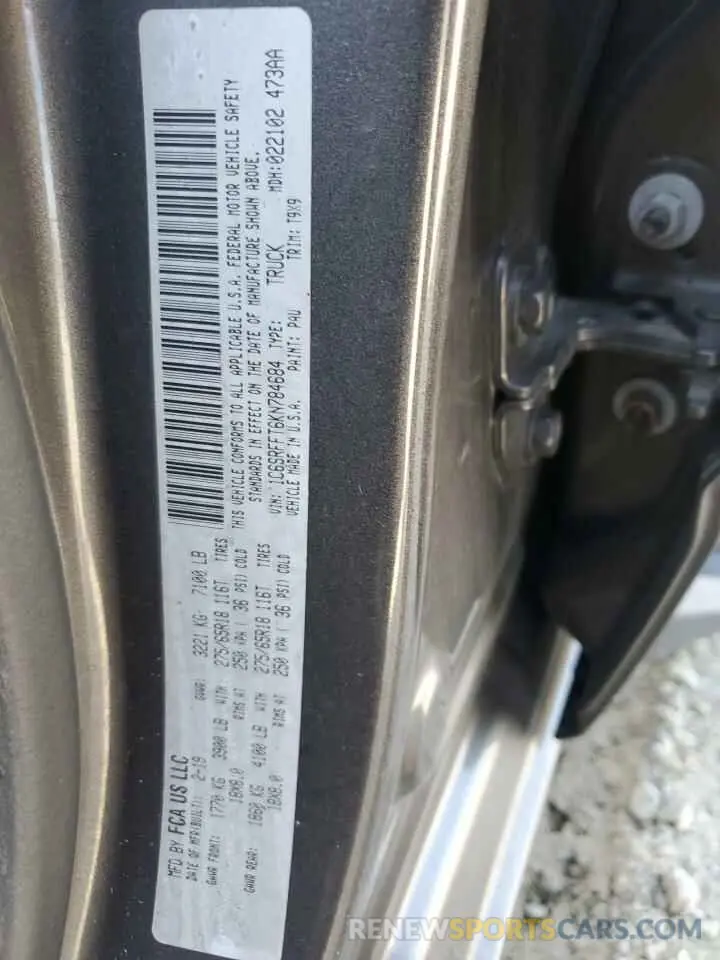 12 fotografías del automóvil dañado 1C6SRFFT6KN784684 RAM 1500 2019