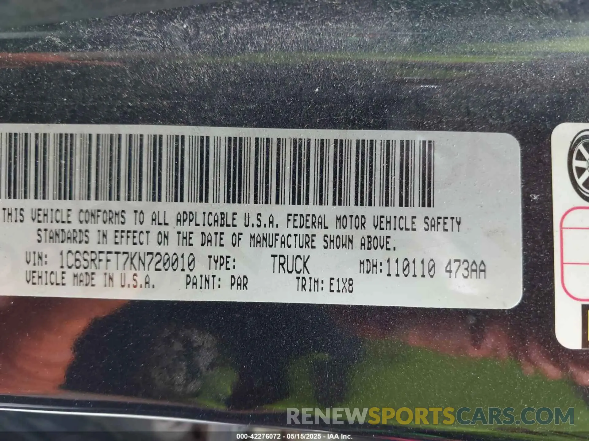 9 fotografías del automóvil dañado 1C6SRFFT7KN720010 RAM 1500 2019