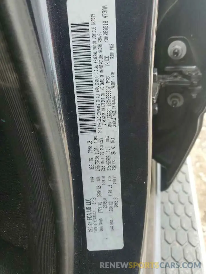 12 fotografías del automóvil dañado 1C6SRFFT8KN566357 RAM 1500 2019