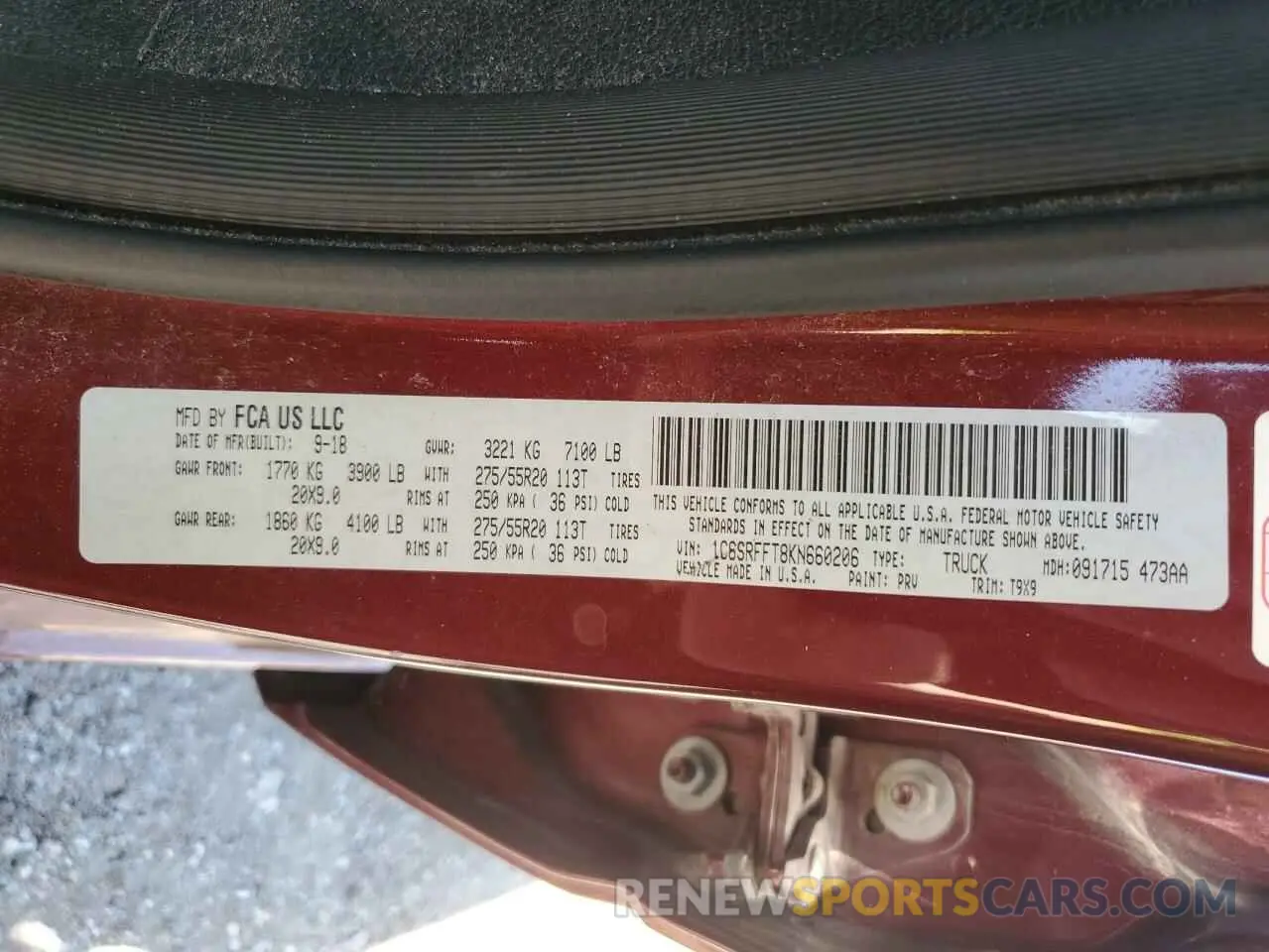 12 fotografías del automóvil dañado 1C6SRFFT8KN660206 RAM 1500 2019
