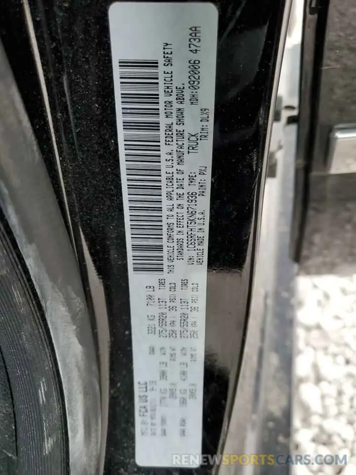14 fotografías del automóvil dañado 1C6SRFHT5KN671936 RAM 1500 2019