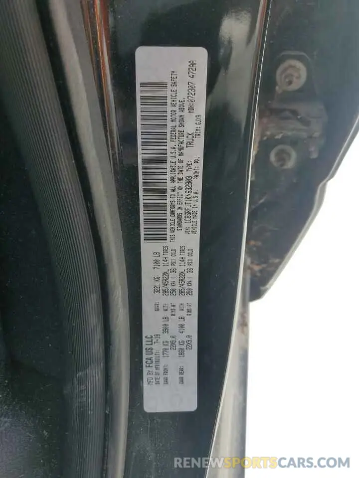 12 fotografías del automóvil dañado 1C6SRFJT1KN632903 RAM 1500 2019