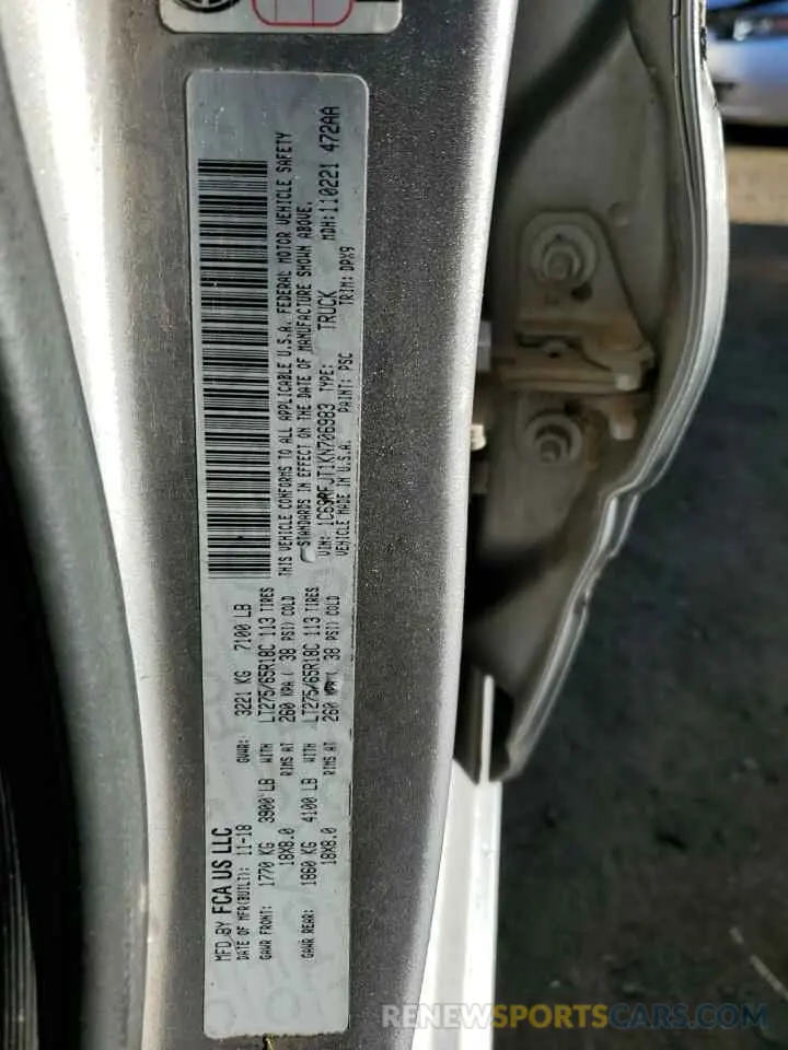 14 fotografías del automóvil dañado 1C6SRFJT1KN706983 RAM 1500 2019