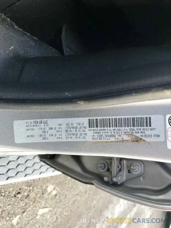 12 fotografías del automóvil dañado 1C6SRFLT6KN908960 RAM 1500 2019