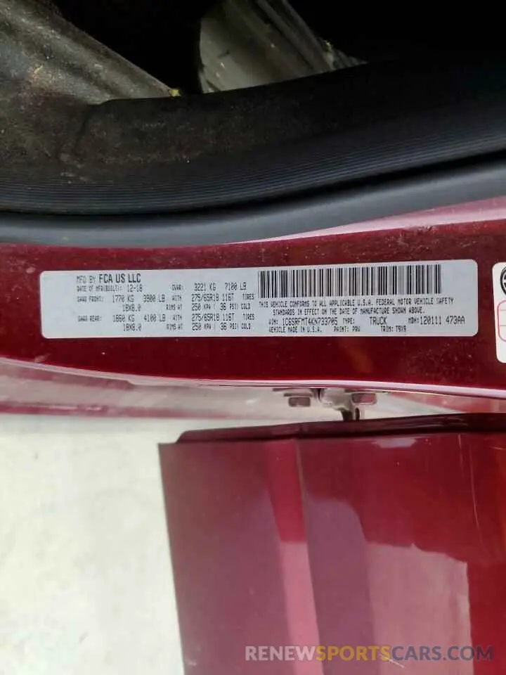 12 fotografías del automóvil dañado 1C6SRFMT4KN733705 RAM 1500 2019