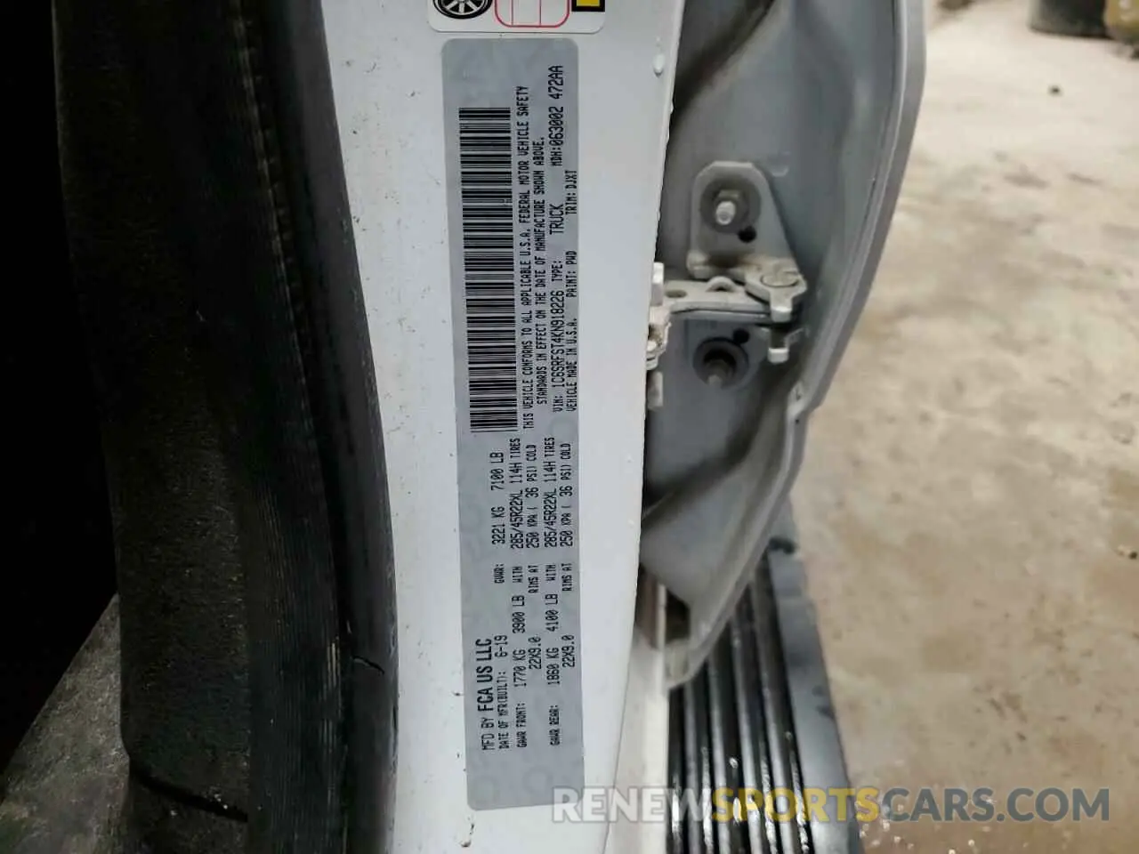 13 fotografías del automóvil dañado 1C6SRFST4KN918226 RAM 1500 2019