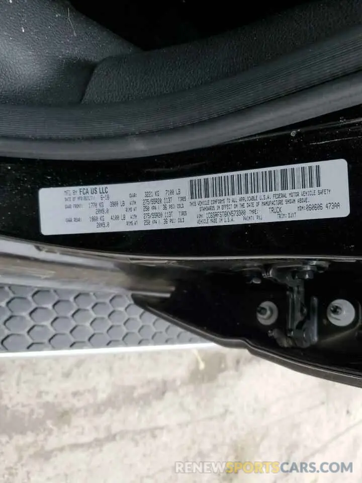 15 fotografías del automóvil dañado 1C6SRFST6KN573300 RAM 1500 2019