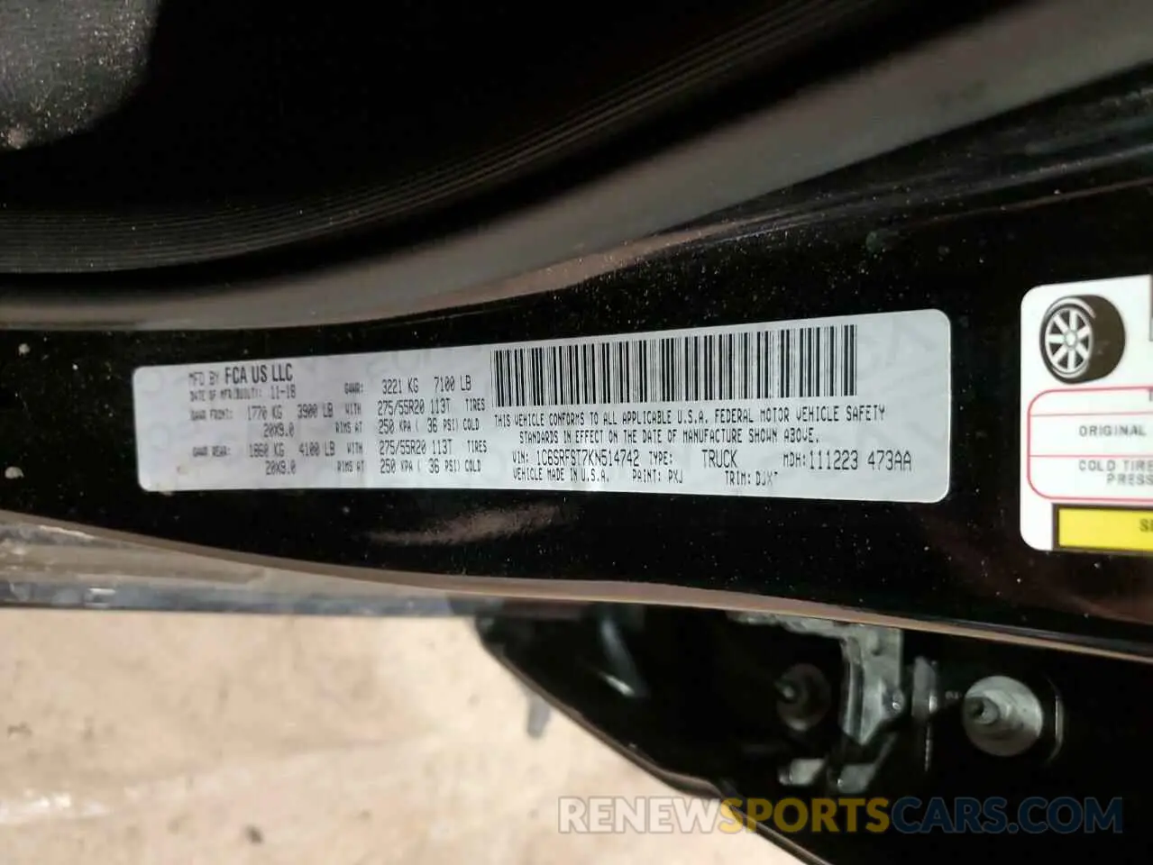 13 fotografías del automóvil dañado 1C6SRFST7KN514742 RAM 1500 2019