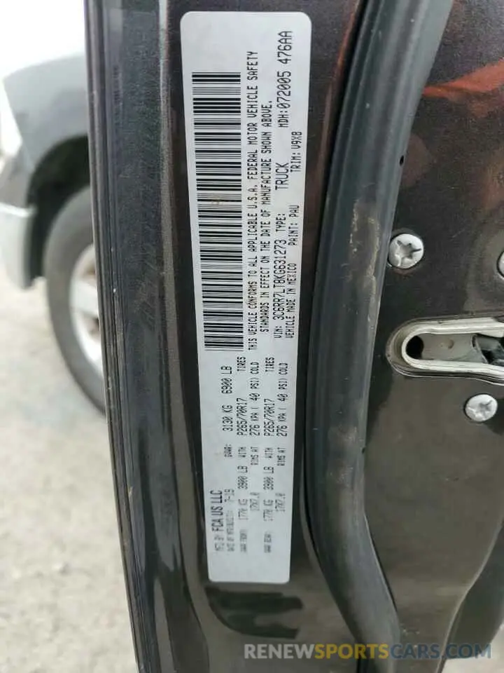 12 fotografías del automóvil dañado 3C6RR7LT8KG631273 RAM 1500 2019