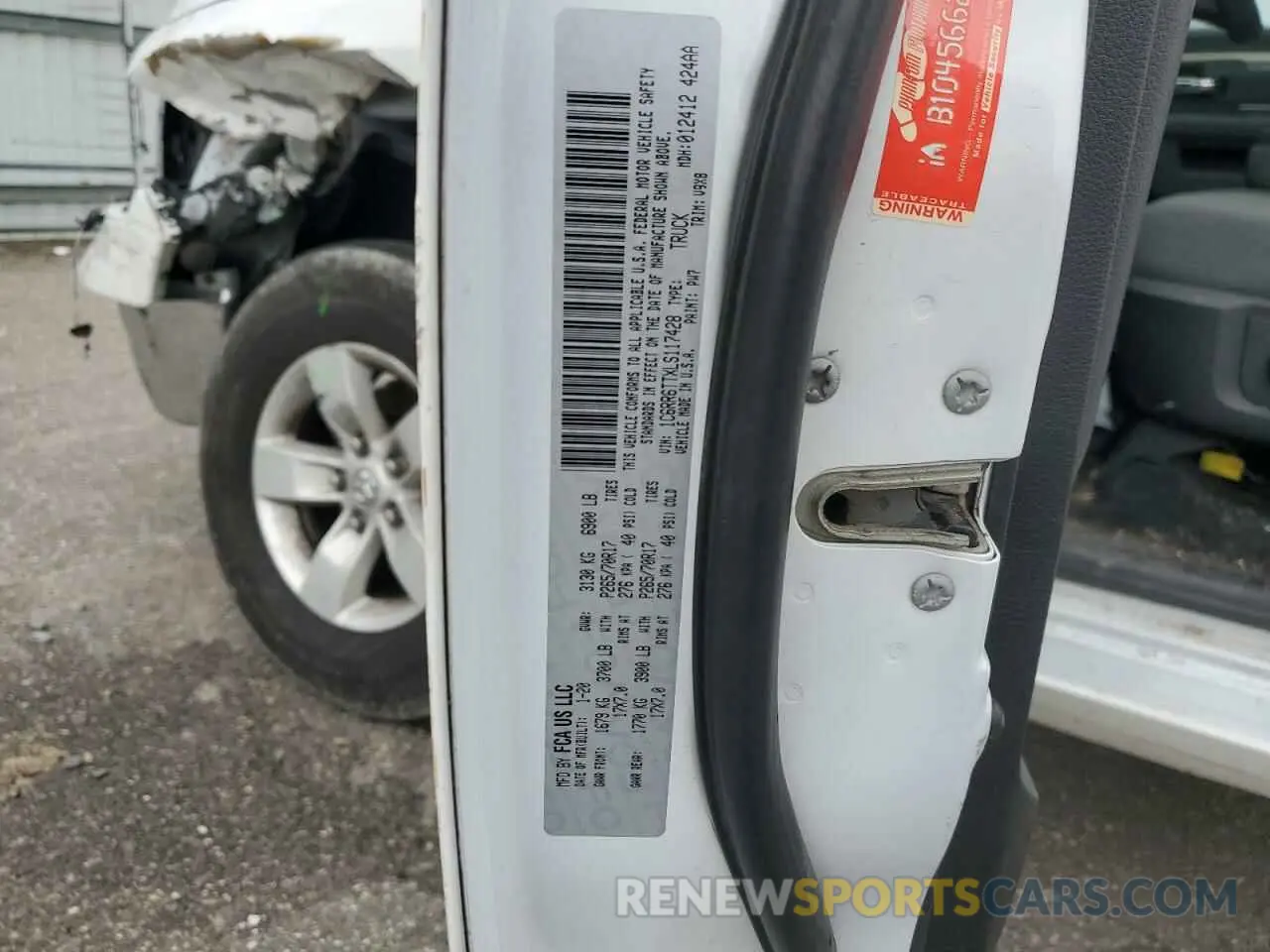 12 fotografías del automóvil dañado 1C6RR6TTXLS117428 RAM 1500 2020