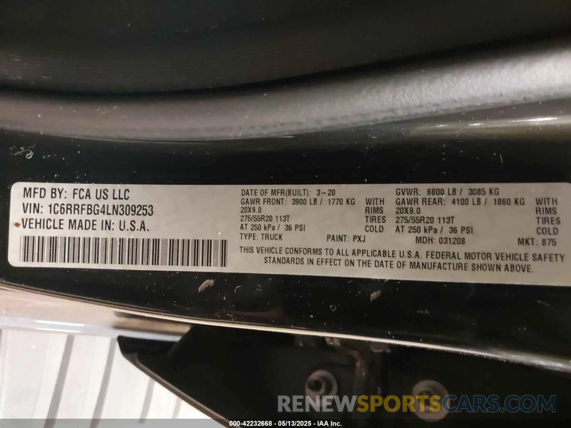 9 fotografías del automóvil dañado 1C6RRFBG4LN309253 RAM 1500 2020