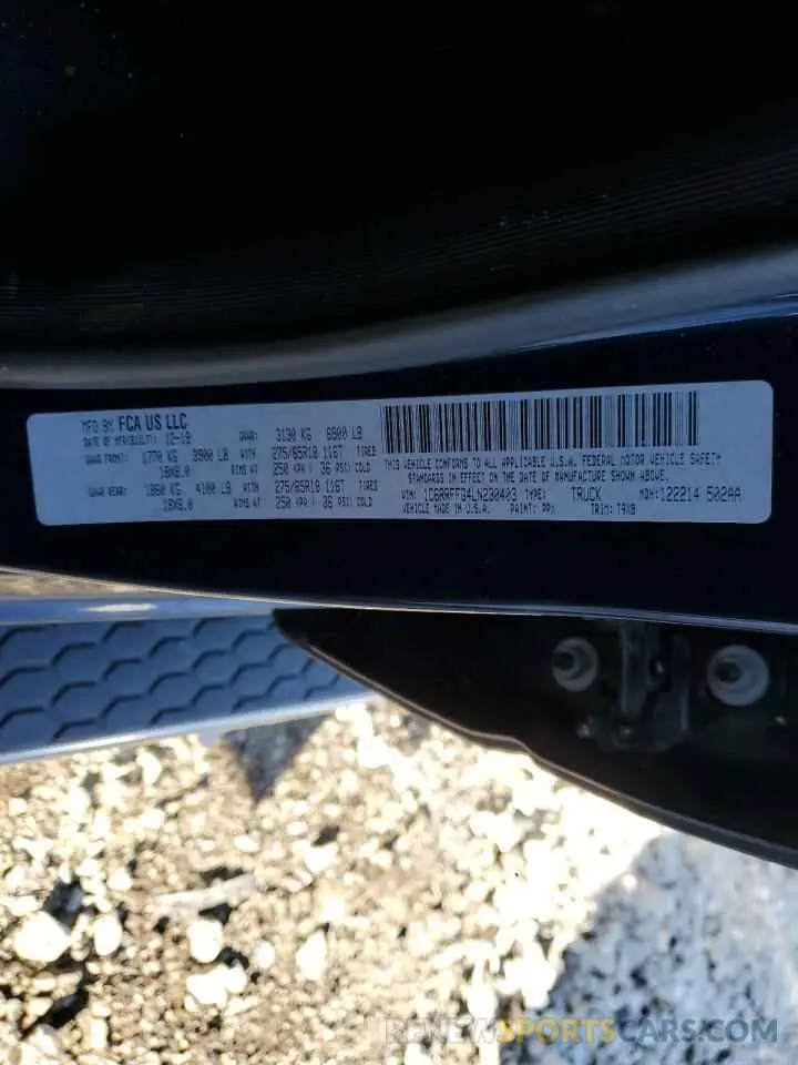 14 fotografías del automóvil dañado 1C6RRFFG4LN230403 RAM 1500 2020