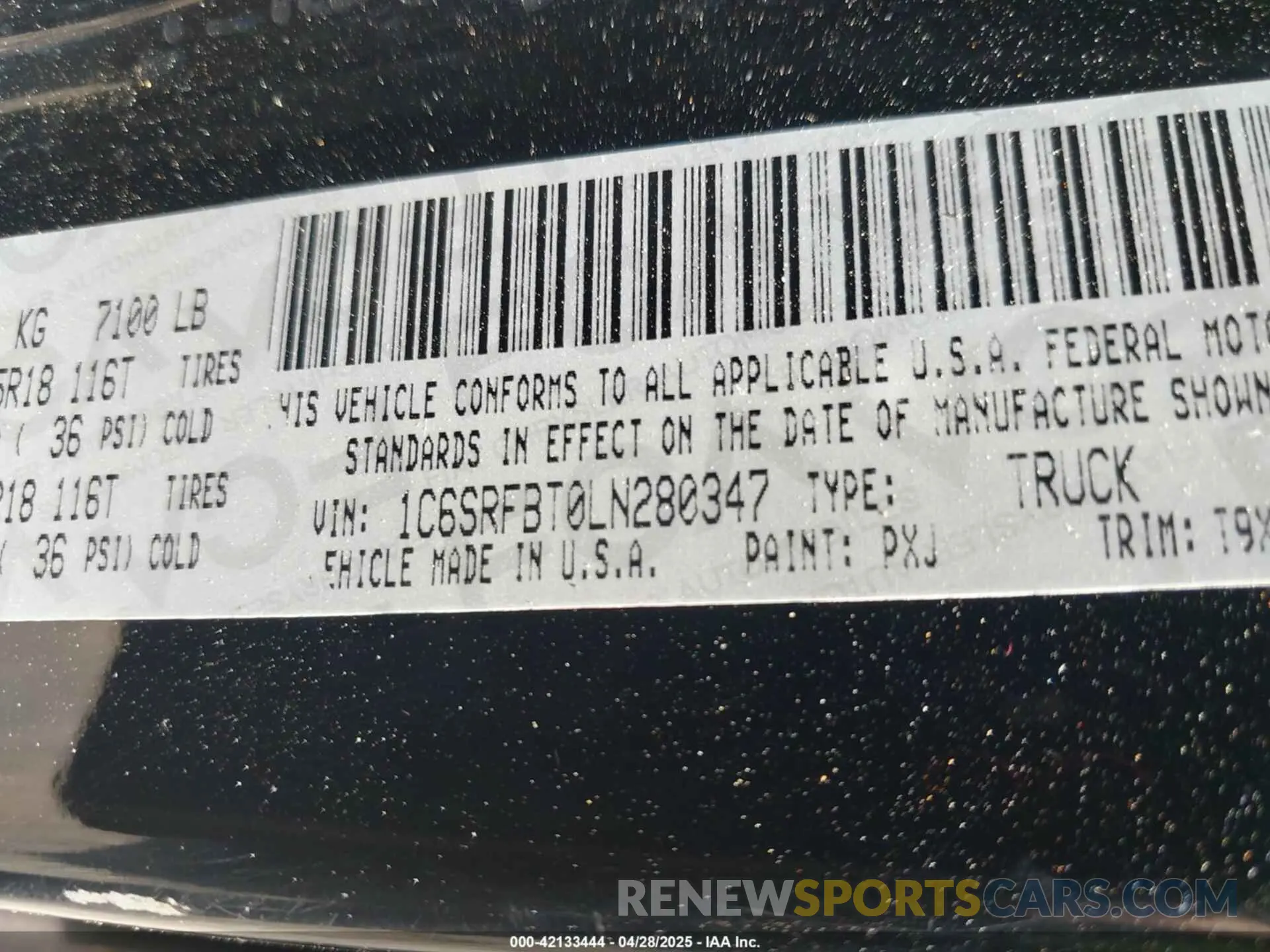 9 fotografías del automóvil dañado 1C6SRFBT0LN280347 RAM 1500 2020
