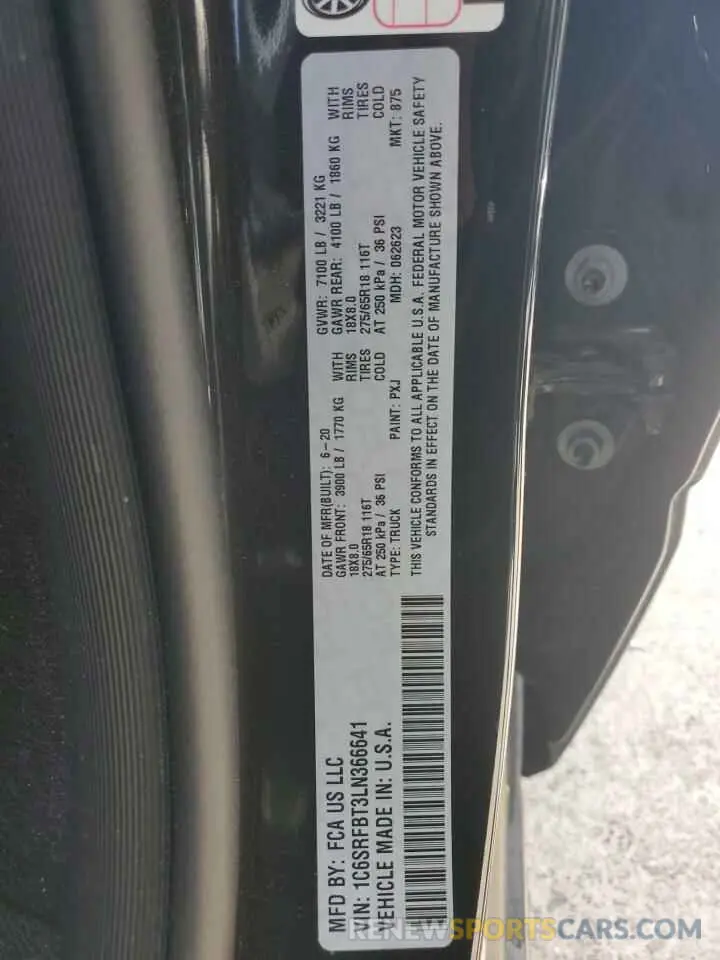 13 fotografías del automóvil dañado 1C6SRFBT3LN366641 RAM 1500 2020