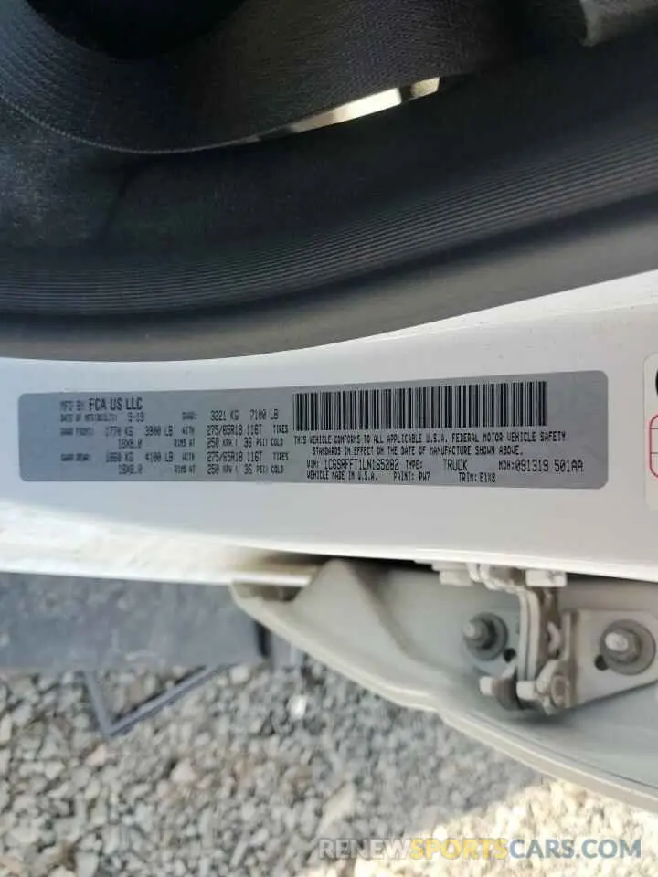 13 fotografías del automóvil dañado 1C6SRFFT1LN165282 RAM 1500 2020