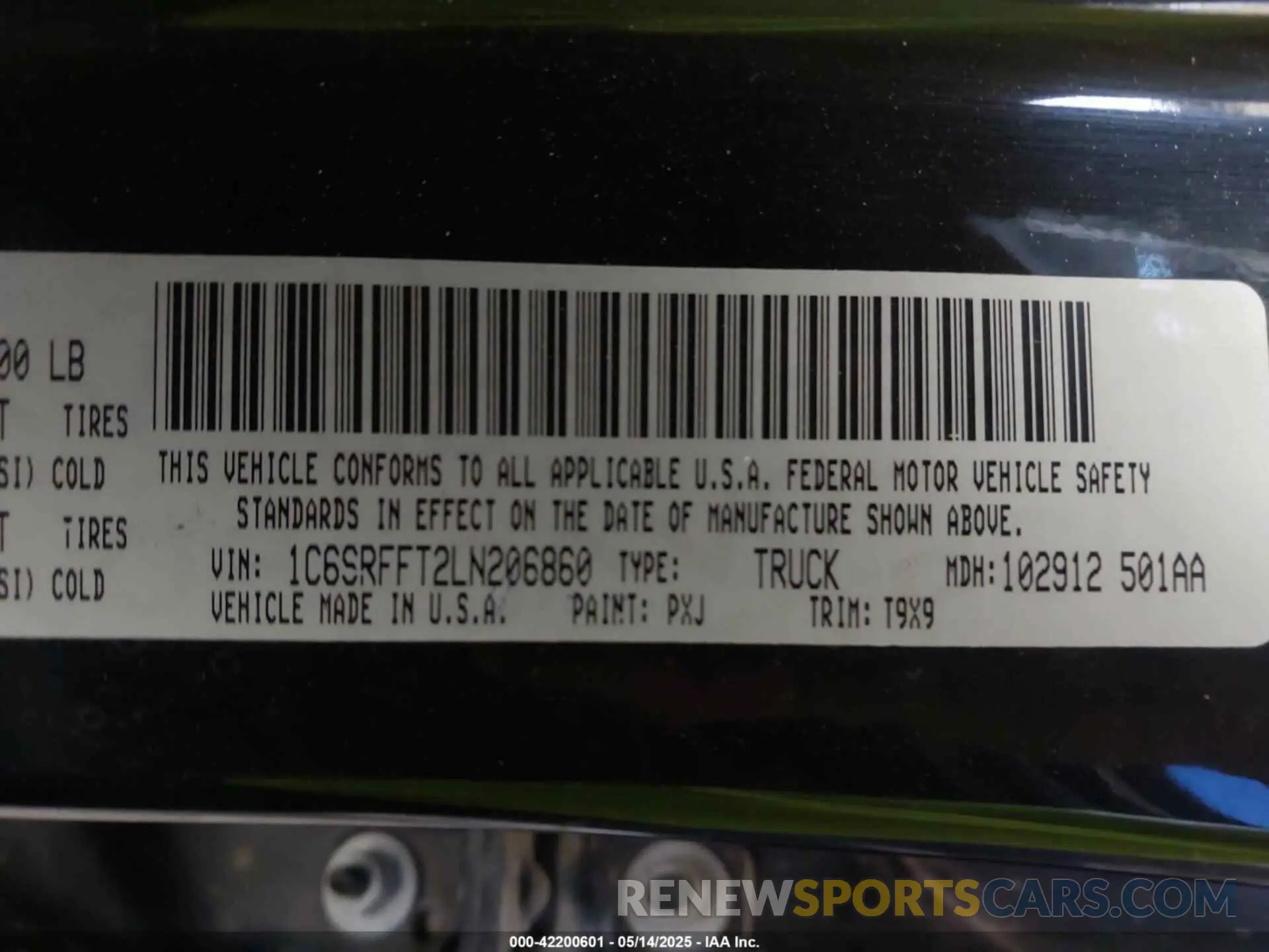 9 fotografías del automóvil dañado 1C6SRFFT2LN206860 RAM 1500 2020