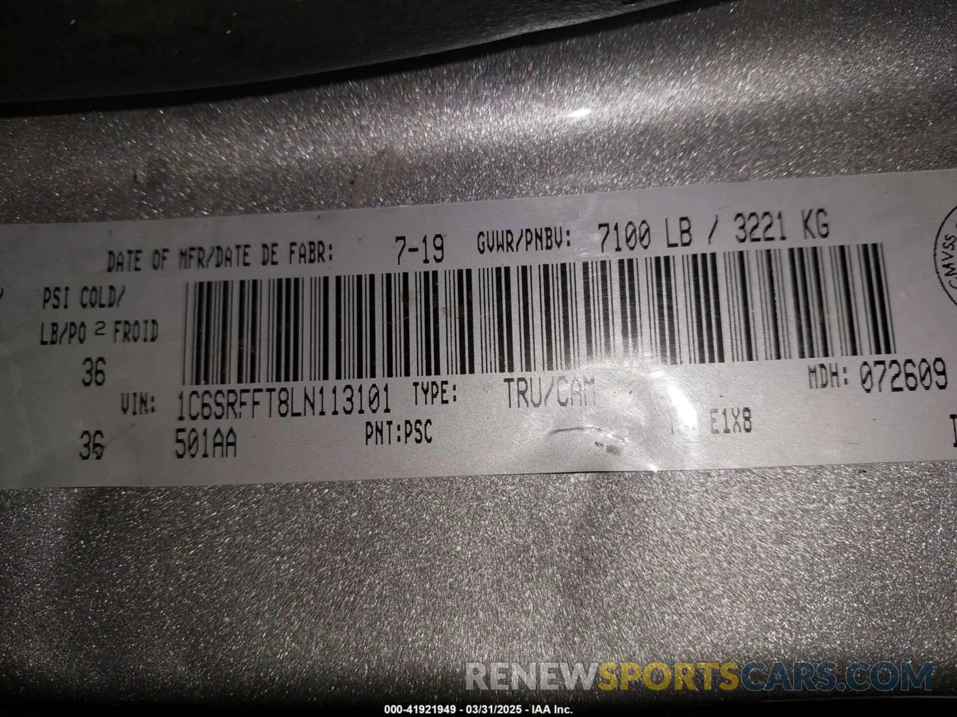9 fotografías del automóvil dañado 1C6SRFFT8LN113101 RAM 1500 2020