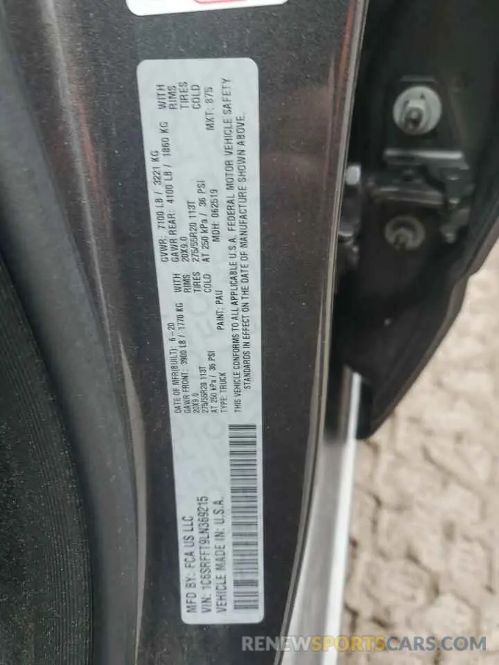 12 fotografías del automóvil dañado 1C6SRFFT9LN369215 RAM 1500 2020