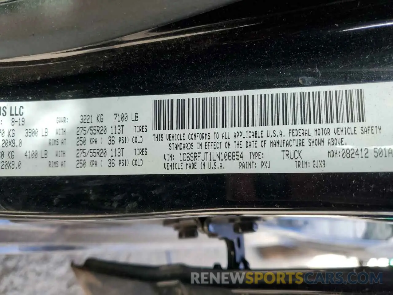 15 fotografías del automóvil dañado 1C6SRFJT1LN106854 RAM 1500 2020