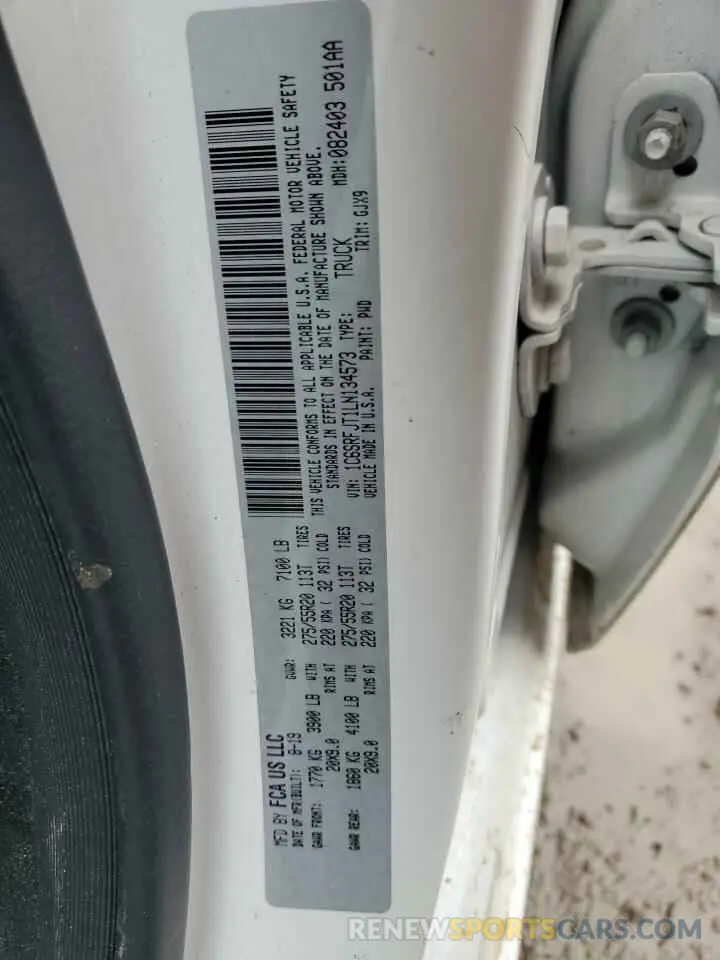 15 fotografías del automóvil dañado 1C6SRFJT1LN134573 RAM 1500 2020